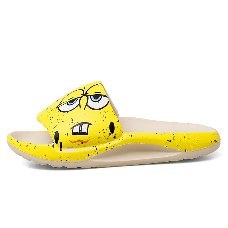 

free shipping men graffiti slip on beach pillow character carton yeezy slides slippers for men