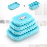

Silicone Lunch Bento Box 4 Pack Collapsible Food Storage Containers