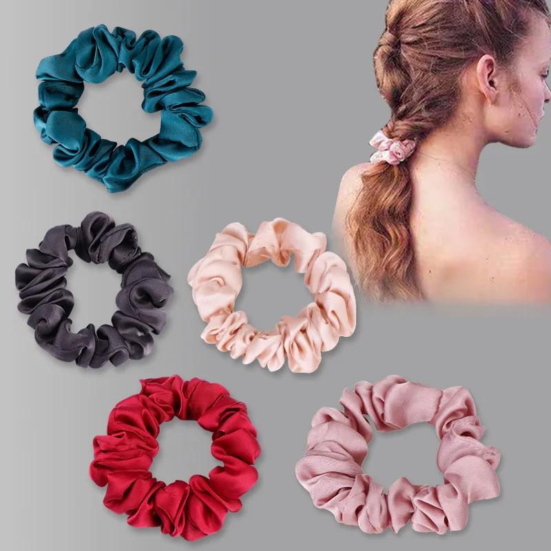 

Wholesale Custom Hair Accessories Women Girl Scrunchy Elastic Hair Band Hair Ties Satin Silk Scrunchies For Women Girls