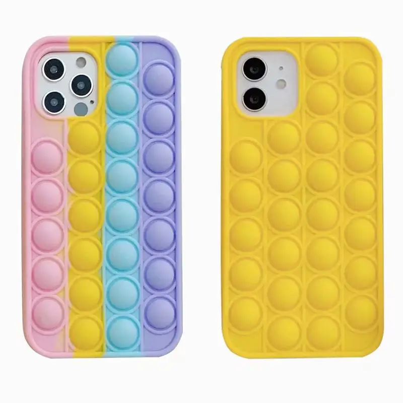 

Pop It Fidget Case Unique 3D Decompression Phone Cases For Iphone 12 Pro MAX Mini 11 XR XS X 10 8 7 Heart Soft Silicone Cover