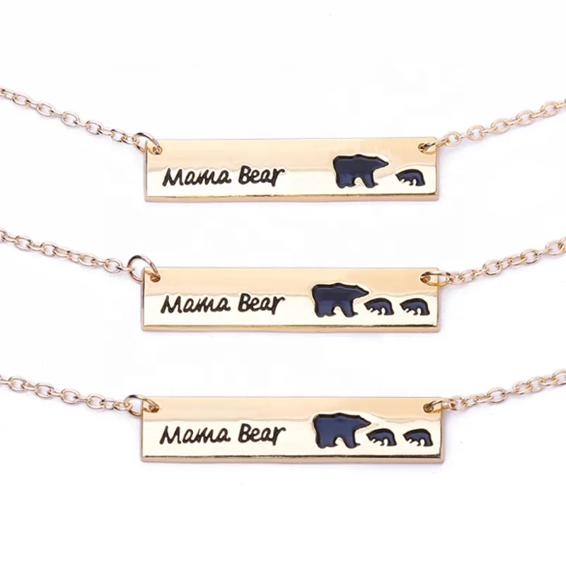 

Mother's Day gift fashion jewelry silver gold mama bear pendant necklace, As pictures
