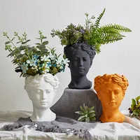 

Creative portrait retro European art Venus Greek goddess statue cement head flower pot