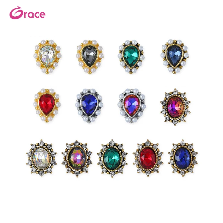 

HY-5092-5104 Our factory sells popular style zircon nail Angel ring micro zirconium 3D metal nail decoration, Choose