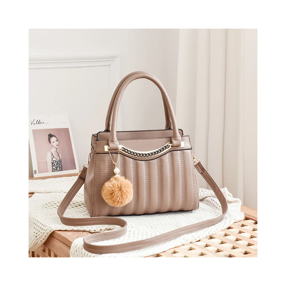 

TD1187 hot selling elegant temperament women bag new fashion lady handbag pu leather with plush pendant bags for women han