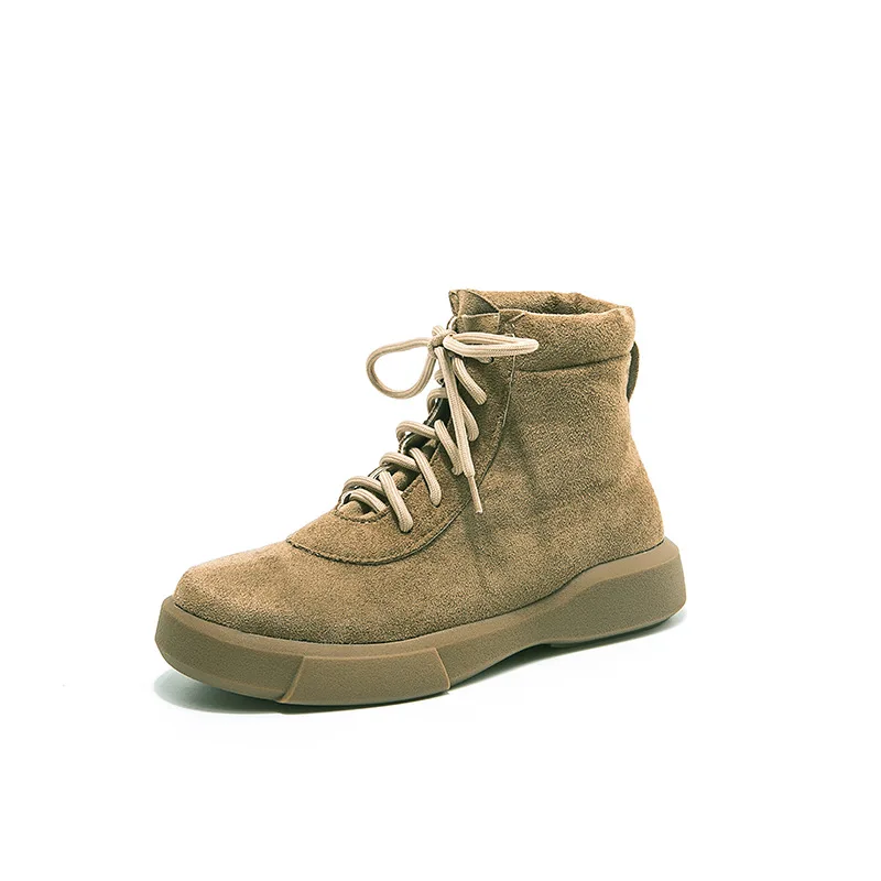 

Amazon AliExpress Hot Selling Retro Ladies Boots Candy Color Platform Suede Warm Laces Ankle Boots Women
