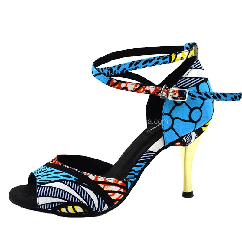 

2017 evkoodance African print high heel Salsa dance shoes Latin for ladies