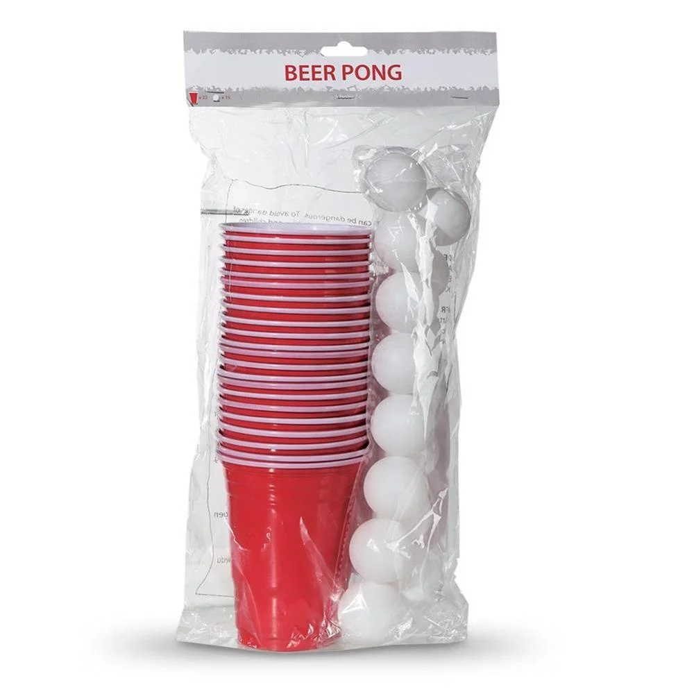 

Header Card Package Beer Pong Cup Drinking Game Set, Red or customize