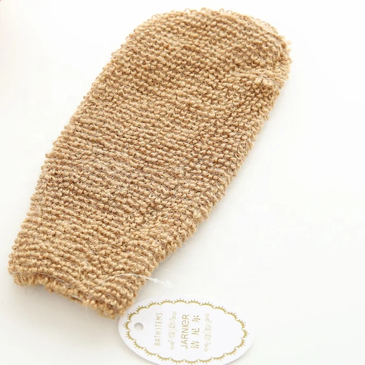 

Natural Vegetable Fiber Exfoliating Jute Bath Spa Shower Scrubber Jute Rub Glove Mitt Mitten, Natural hemp colors