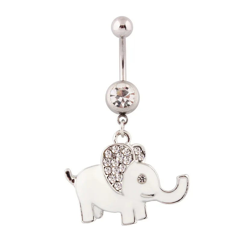 

Jachon Elephant white dripping oil body piercing navel button medical stainless steel bow bar popular jewelry navel ring, Same as the pic