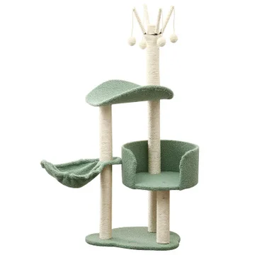 

Cat Furniture Tower Sisal Scratcher Tree Condo Tower For Big Cats, Green