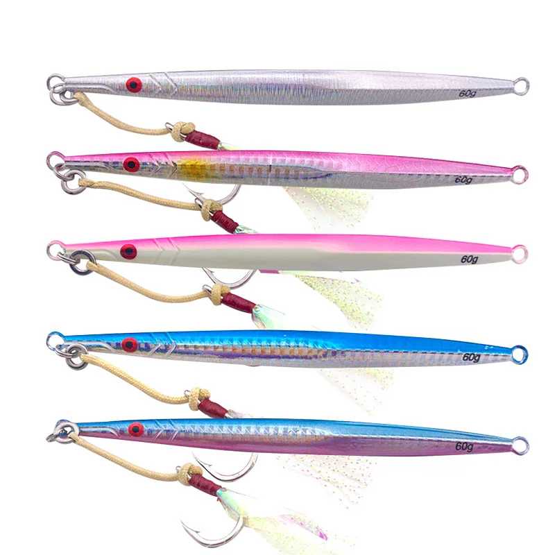 

Metal Jig 60g 80g Bait Lead colorful Artificial Sea Fishing Jigging Lures, 3 colors