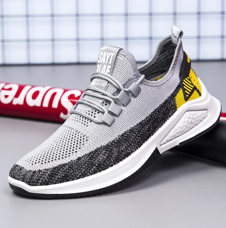 

Latest fashion lace up fly knit upper anti slip rmens casual walking style shoes trainers fashion sneakers zapatos