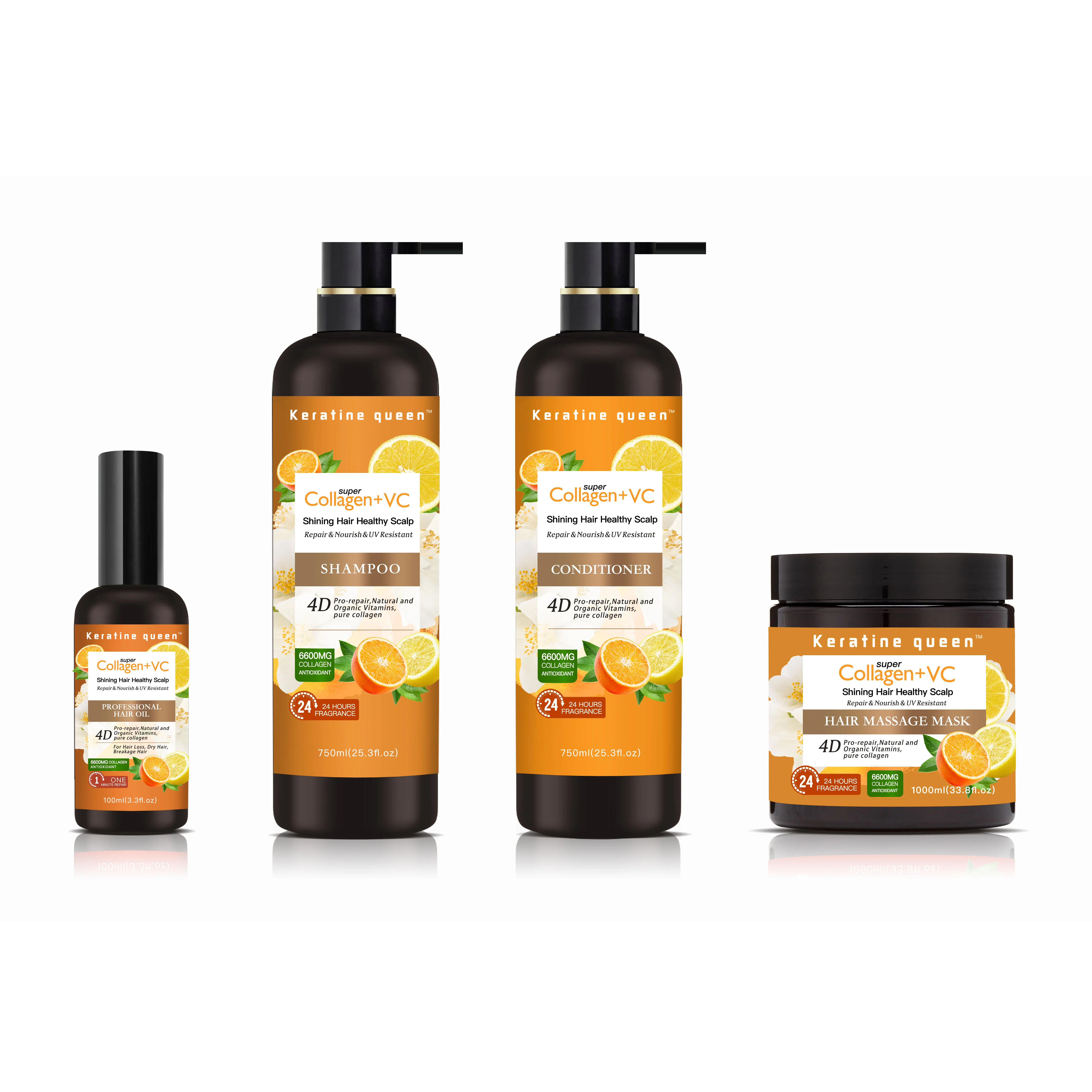 

High Quality Private Label 1000ml Plant Extract Orange Vitamin E Supple Hair Silicone-free Shampoo/Conditioner/Set