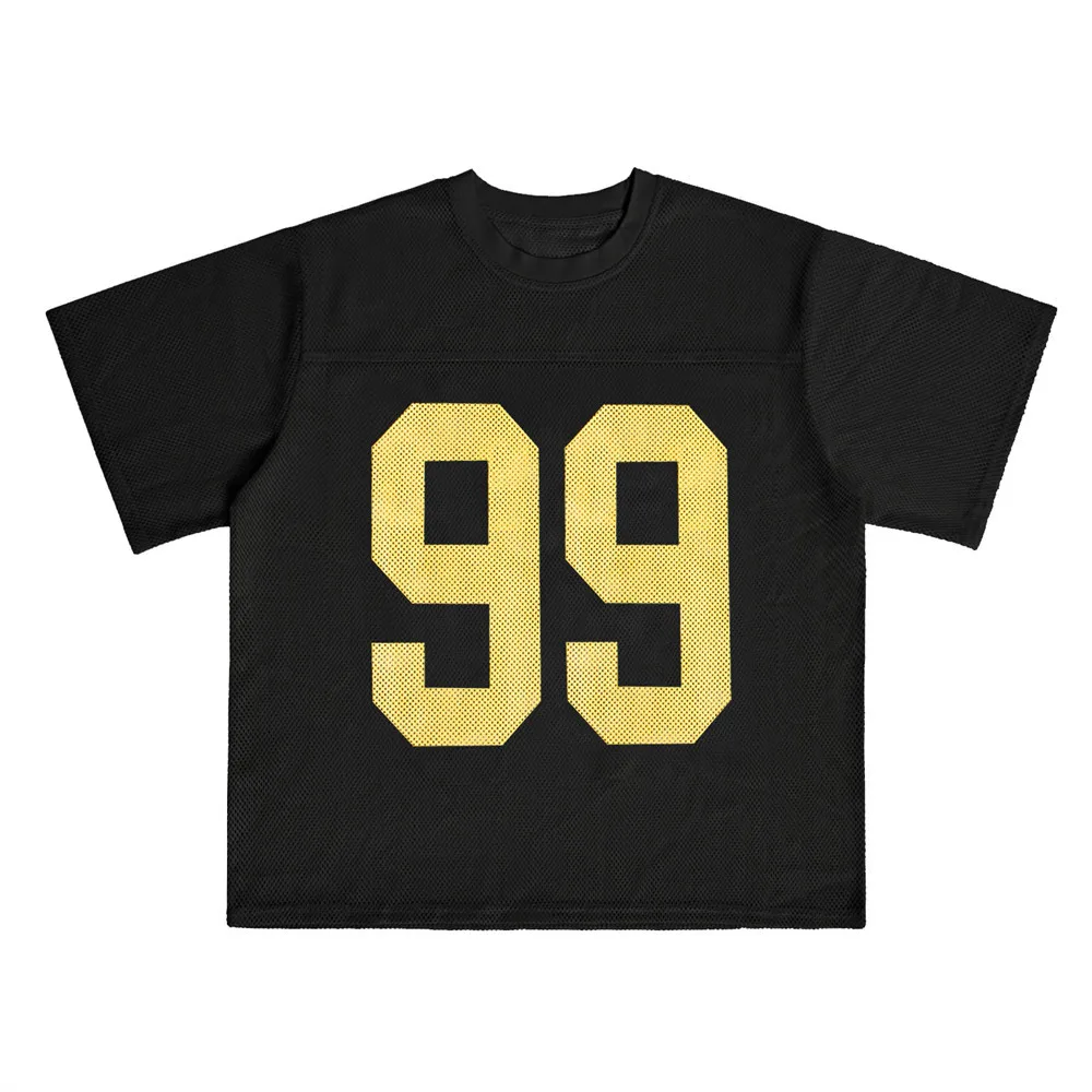 Oversized Drop Shoulder Mesh Jersey Tee