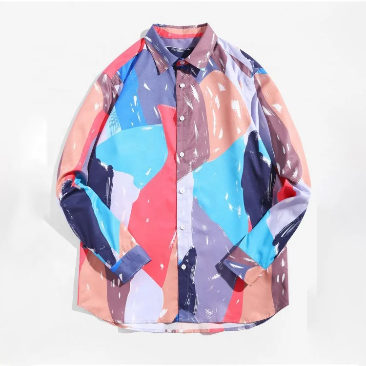 

2021 Men's High Quality Long Sleeve Office Printed Shirt Formal Dress Shirt Men's Shirts, As pictures or customized colors