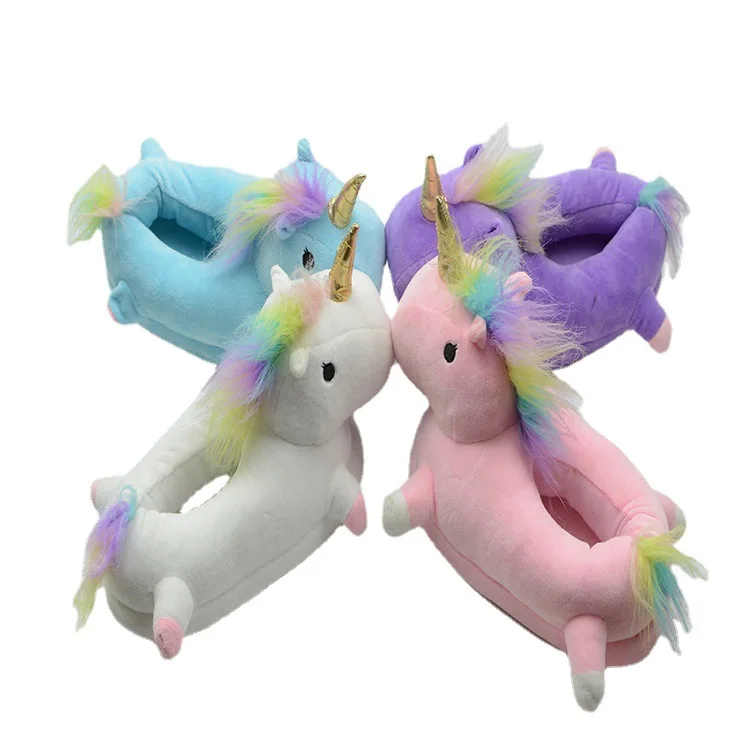 

28.5x13.5cm Home Lovely plush new color slippers animal noble unicorn bedroom suitable for all slippers