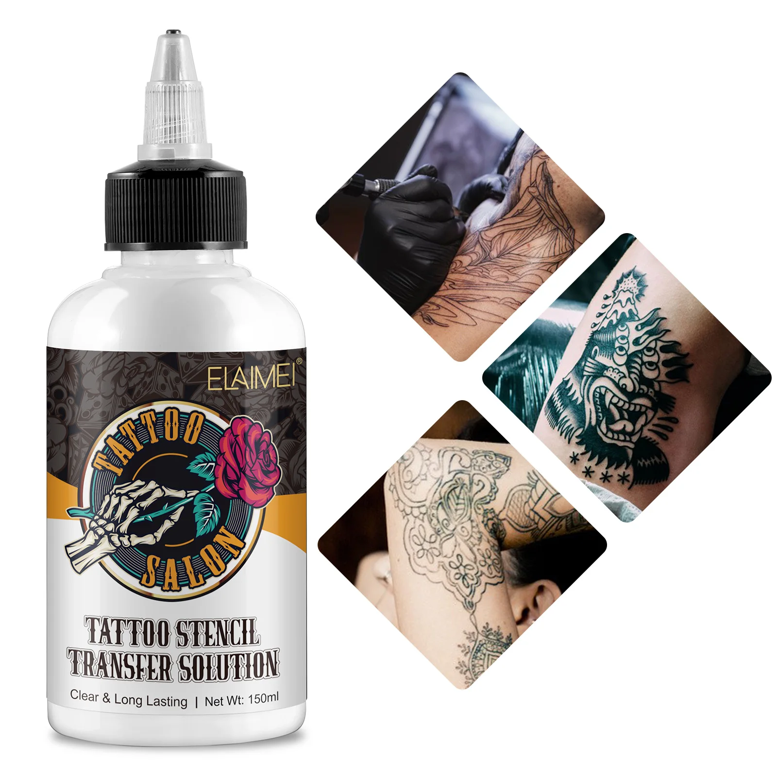 

ELAIMEI non-toxic vegan friendly tattoo stencil transfer solution clear long lasting tattoo transfer geltattoo stencil gel