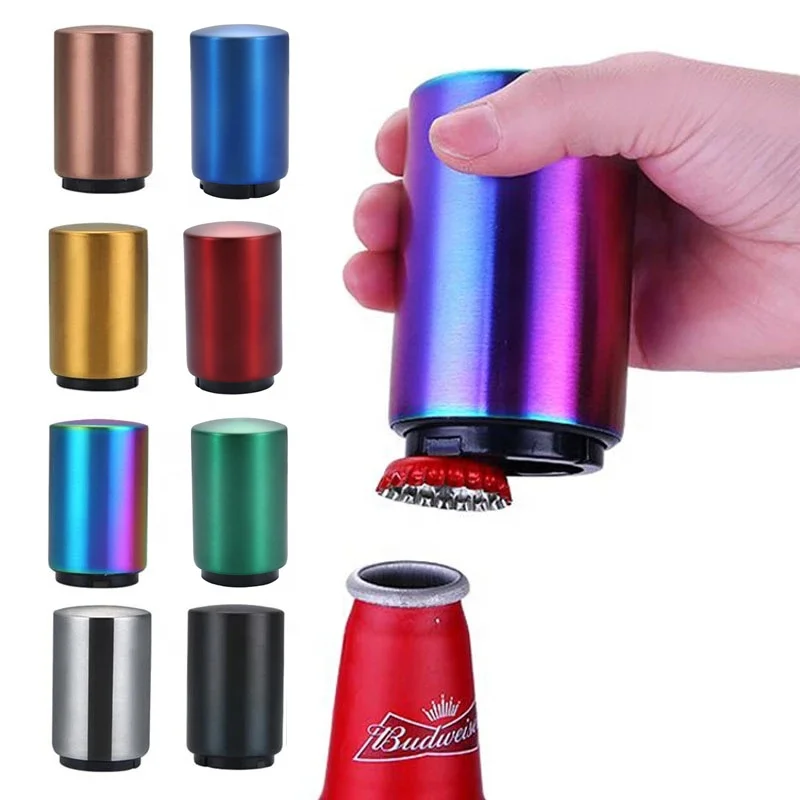 

Portable Pop Off Magnetic Stainless Steel Bottle Openers Automatic Beer Bottle Opener, Stainless/black/gold/rose gold/blue/green