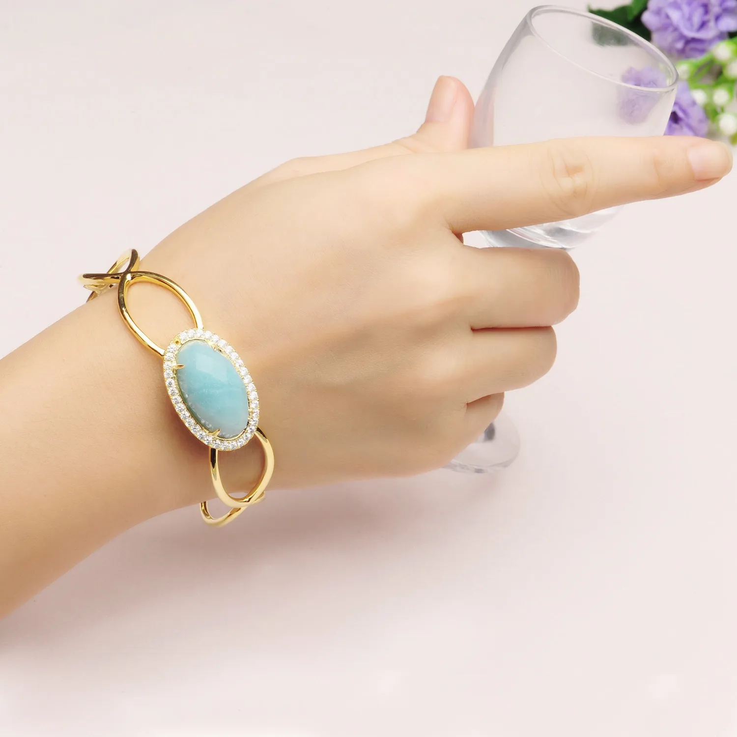 Copper Jewellery Sets Bracelet and Earring Stone Jewelry Sets For Gifts And Party(图2)