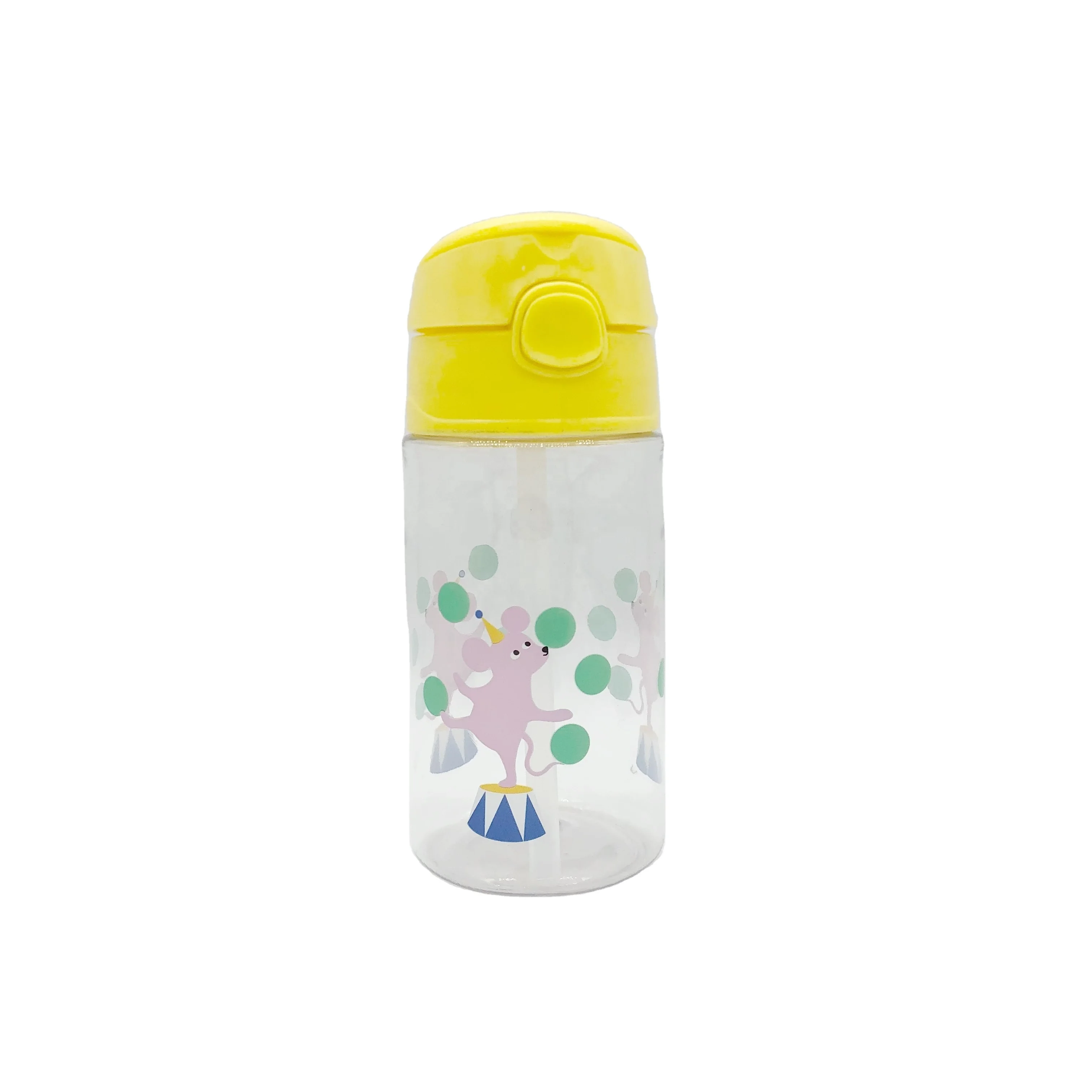 

2021 Hot sale 100% Food Grade Kids Cartoon Bottle with Straw, Blue, yellow, pink(customized color acceptable)