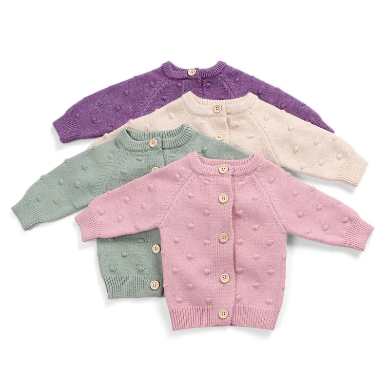 

Autumn Fashion New Pure Color Cotton Long Sleeve Single Breasted Kids Girl Sweater, 2 colors