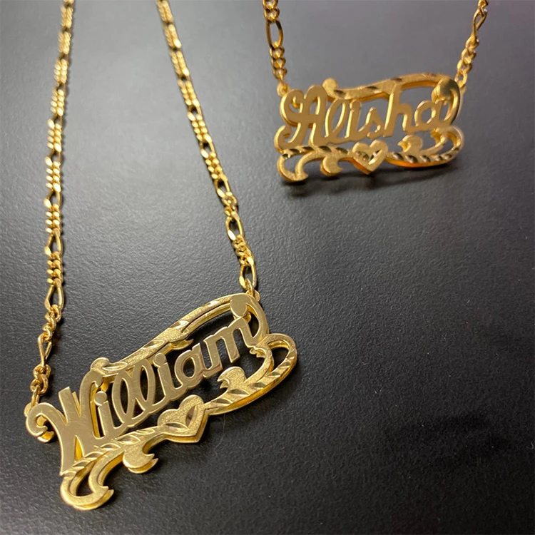 

Fashion stainless steel engrave custom name necklace 18k gold plated cuban link name necklace, 18k gold /18k rose gold/18k rhodium