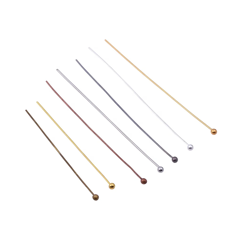 

200pcs/lot 16 20 25 30 40 50 mm Gold Silver Metal Ball Head Pins For Diy Jewelry Making Head pins Findings Dia 0.5mm Supplies, Gold/silver/rhodium/gunblack/black/rose gold