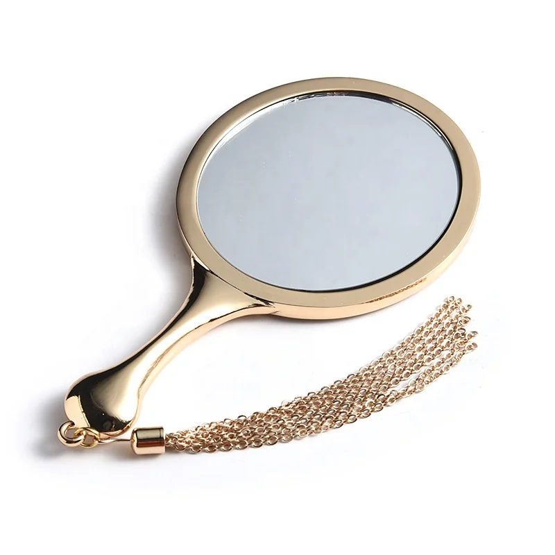 

Unbreakable Zinc Alloy Small Handheld vanity Oval Tiny Wallet Compact Pocket Mirror With Tassels, Sliver plated or customized