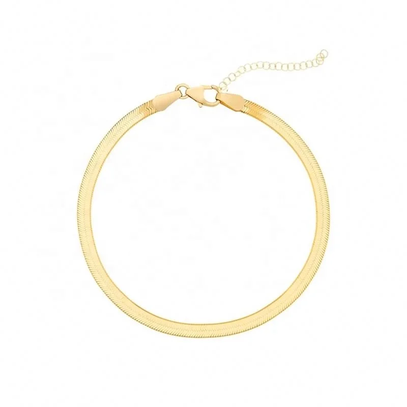 

S925 Sterling Silver Tarnish Free Flat Snake Style Female Bracelet, Gold / silver