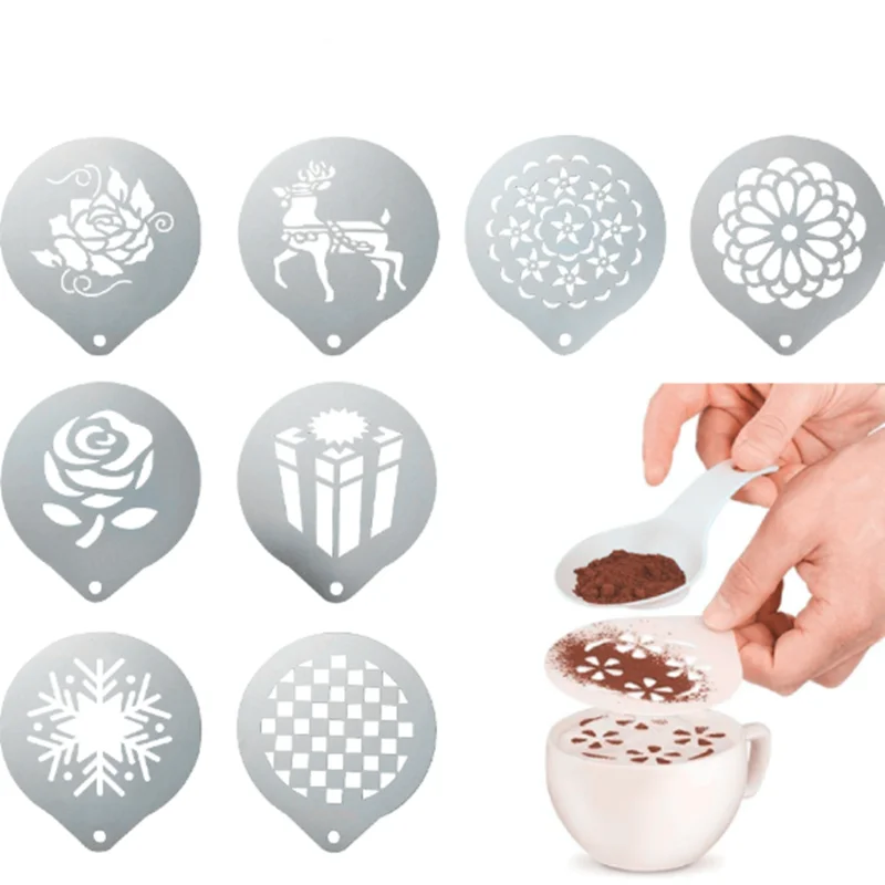 

Customized stainless steel Coffee Foam Latte Art Stencil Decorating coffee Stencils, Stainless steel silver