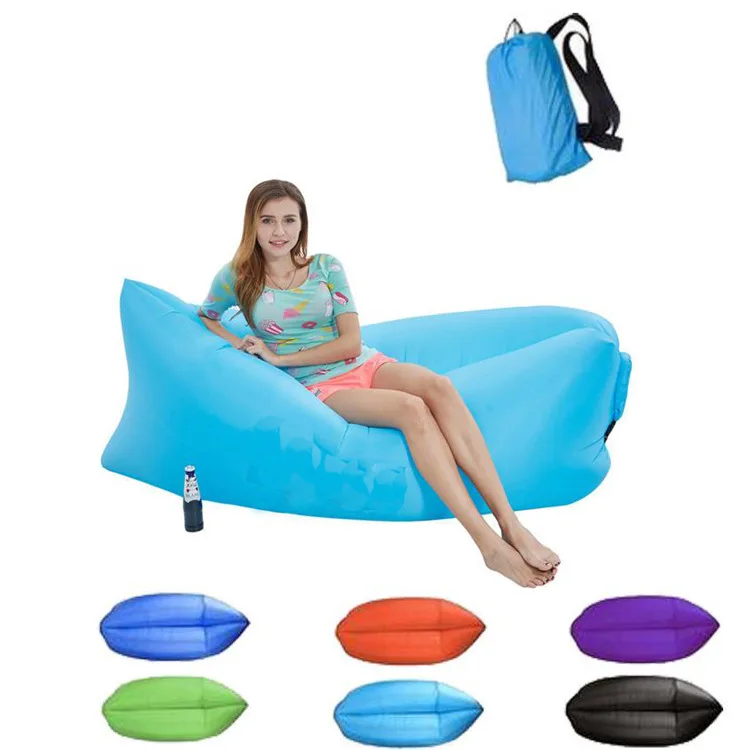 

Outdoor lazy inflatable bed air sofa sleeping bag beach folding portable recliner, Customized color