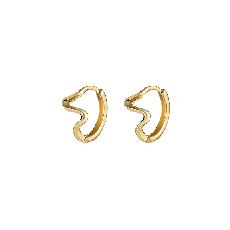 

fashion jewelry 925 sterling silver earring twist wave shaped line gold plated hoop earrings for women