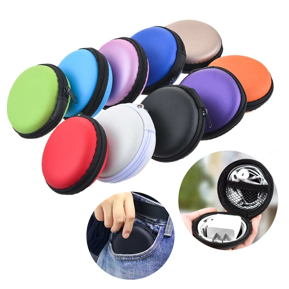 

Waterproof Small Eva Round Earphone Organizer Case Box Mini Pouch Storage For Smartphone Earphone Headset Storage Bags, Black