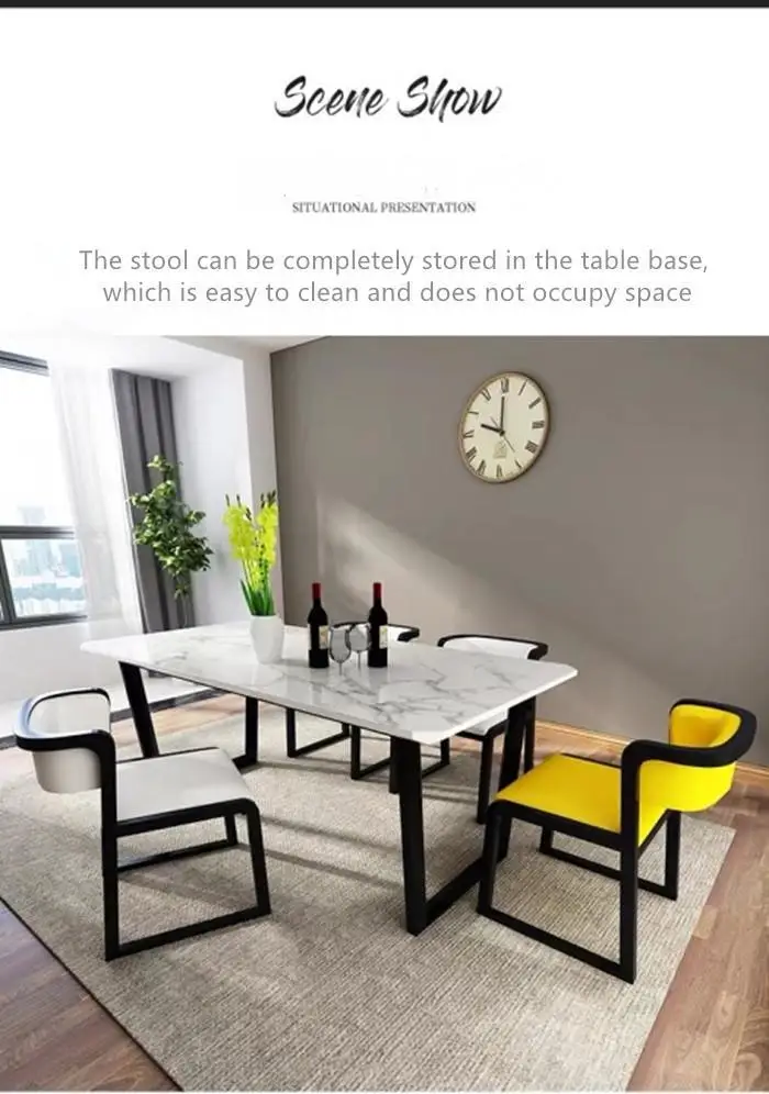 Nordic modern wrought small apartment marble rectangle dining table