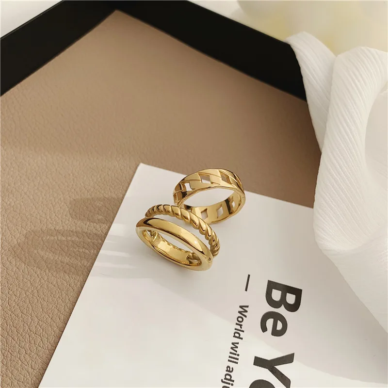 2022 New Design Stainless Steel Luxury Jewelry Accessories Cuban Link Chain  Ring Set For Women