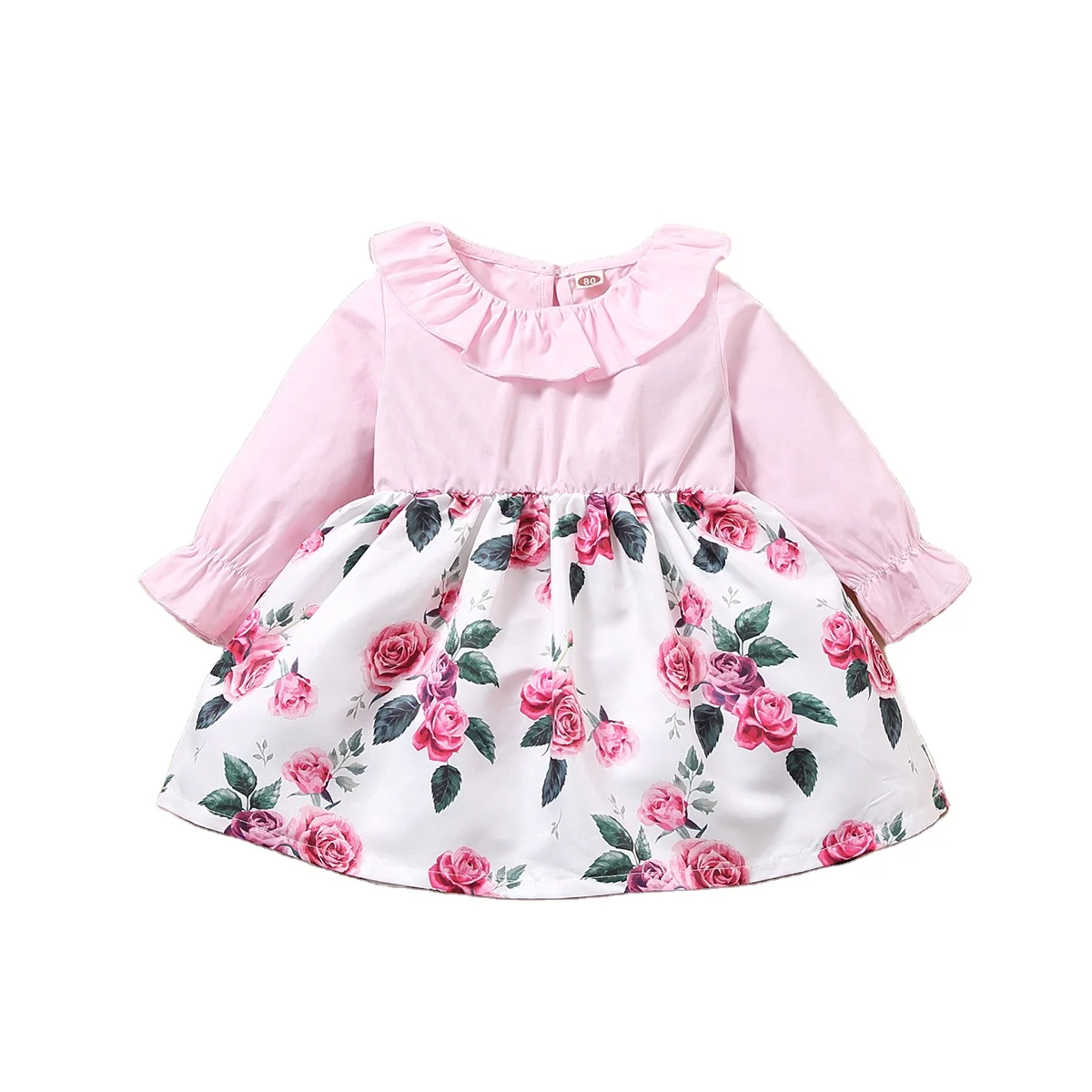 

Daily Full Sleeve Kid Dress Elegant Hot selling Baby Dress Girl Flower Pink Color Girls Dresses