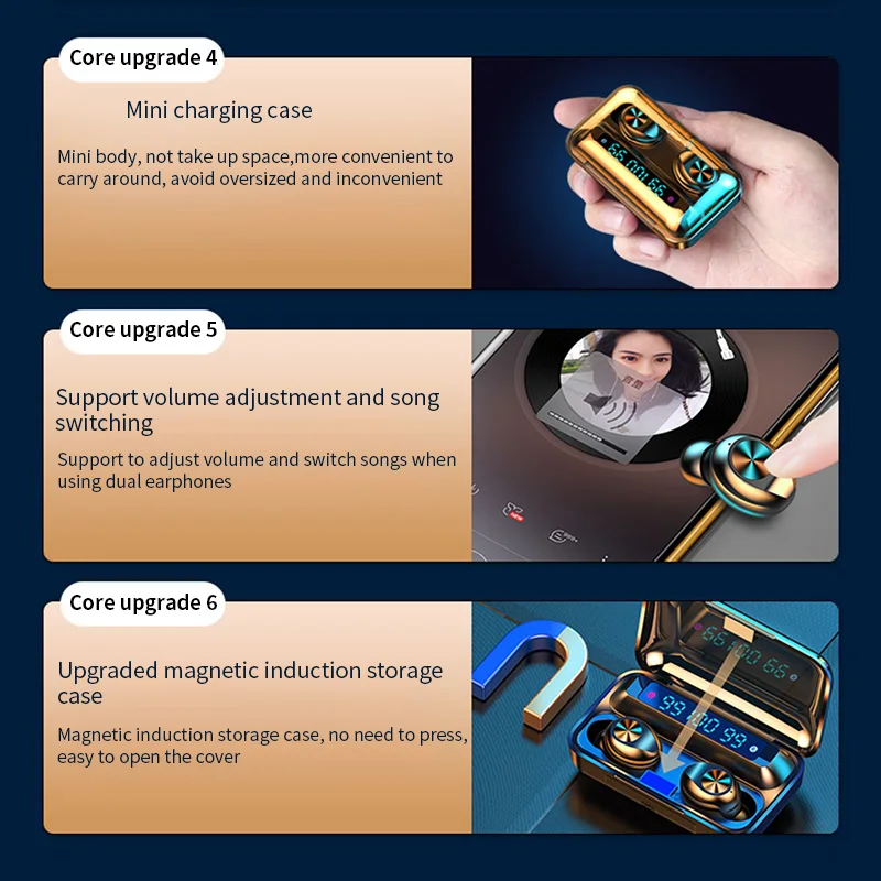 F9 waterproof ipx5 tws earbuds sport headset bluetooth 5.0 wireless headphones for iphone xiaomi sumsang huawei - ANKUX.COM