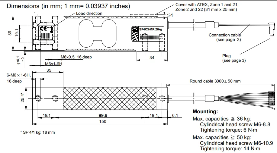 HBM SP4MC3MR Load Cell - Single Point Sensor (1kg to 200kg). Ideal for ...