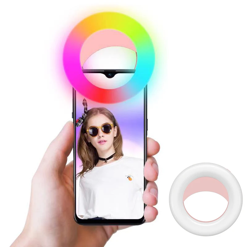 

RGB LED ring Selfie Light 15 Colors mini Ring Light 40 LED selfie light dimmable LED Ring Light for Makeup,YouTube, Photography, Pink/green/white