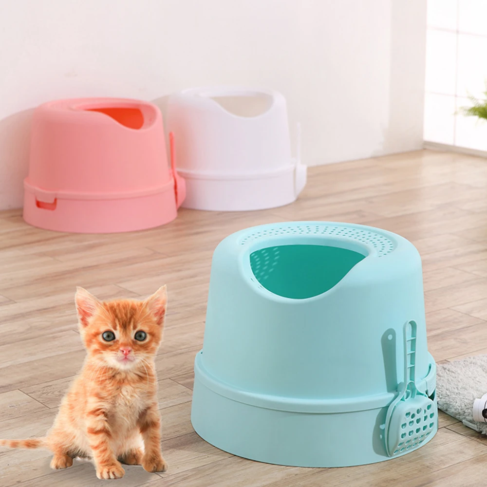 

Ikitchen Amazon 2021 Matte Surface Cat Litter Box Foldable Pet Toilet Box Portable Small Litter Box For Cats High Quality, White/pink/gray/green