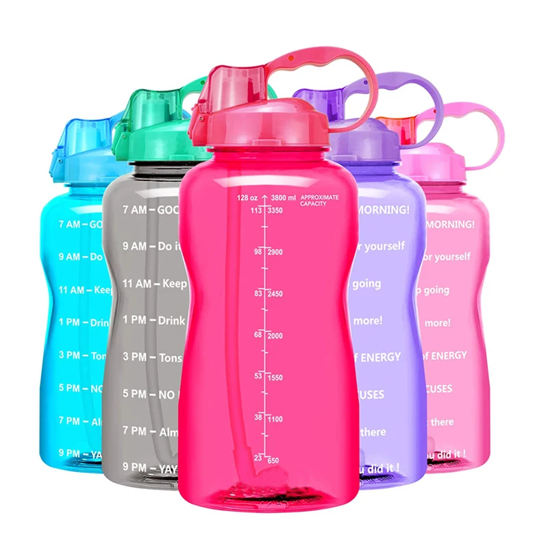 

bpa free Tritan fitness water bottle with motivational time marker straw, Customized color