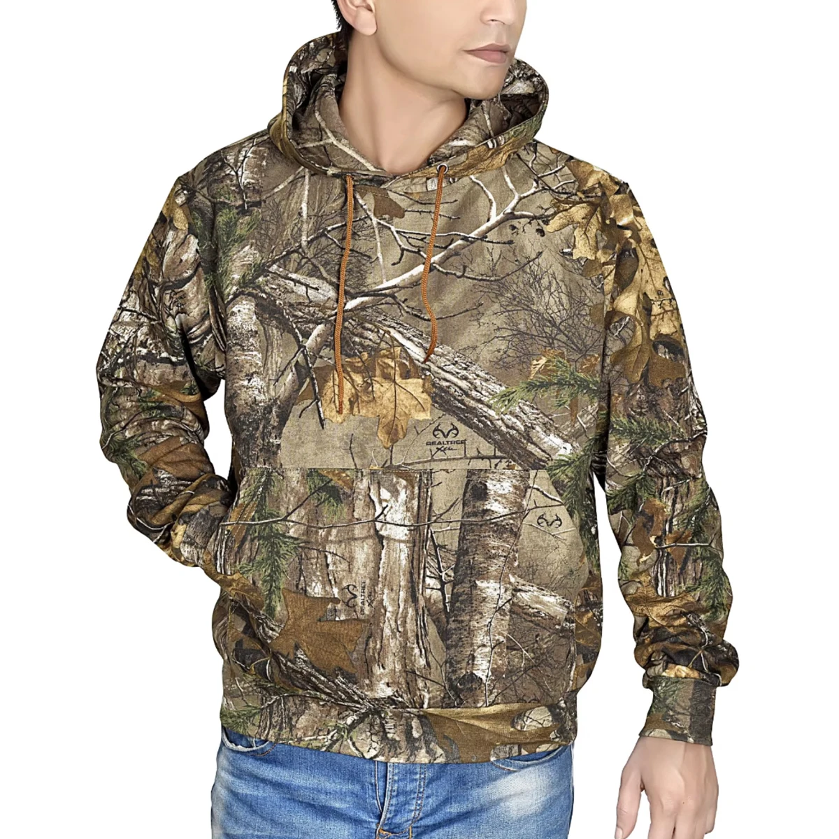 Cotton Twill Zip Oversized Streetwear Duck Camo Hoodie