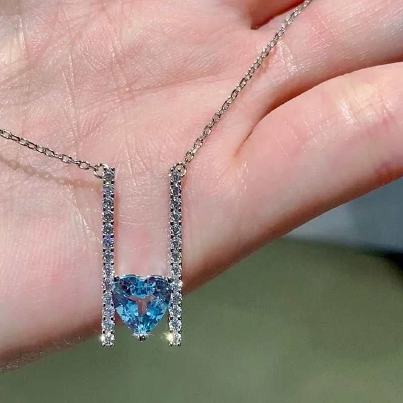 

Female blue zircon Necklace Jewelry Vintage Elegant Jewelry For Women Wedding Anniversary Gift, Customized color