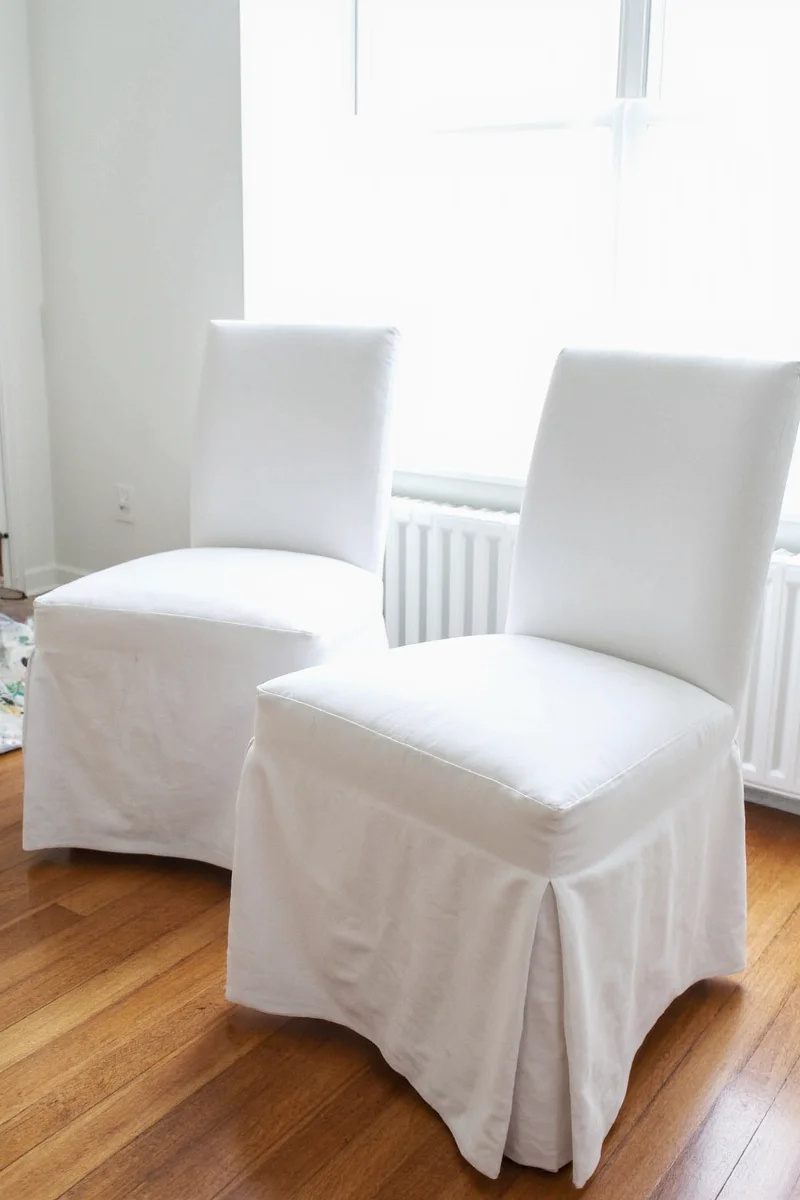 Living room with IKEA slipcover chairs