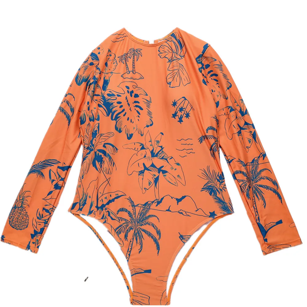 

long sleeves sexy one piece swimwear custom bathing suit, As picture