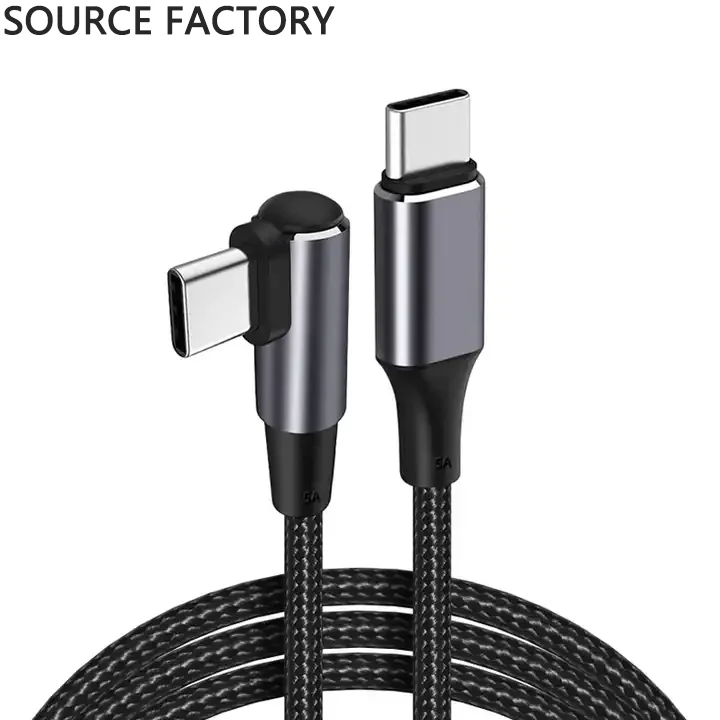 

Pd 100w Usb C To Type C L Angle Data Cables Customized Logo 1m 2m Fast Charging Nylon Braided Laptop Tablet Charger