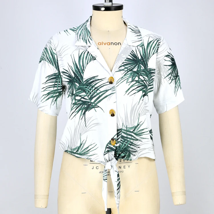 

Fast delivery women short sleeve tops summer printed casual shirt for women