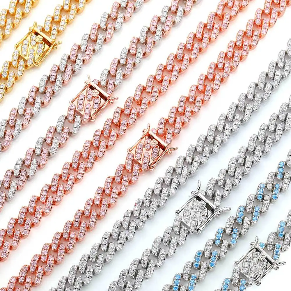 

Wholesale Hip Hop Jewellery Iced Out Link Men Women jewelry Gold Silver Cuban Chain Necklace, Custom colors accepted