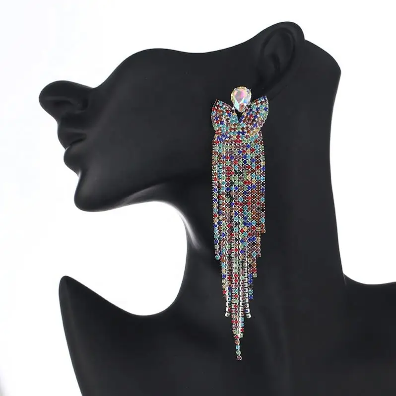 

New Long Rhinestone Earrings Fashion Personality Women's Earrings, Picture