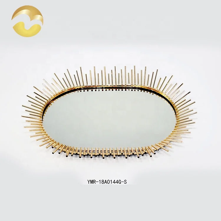 

New Creative Vintage Ellipse Mirror Glass Design Storage Tray Wedding, Gold